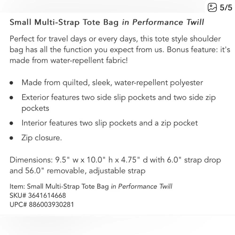 Vera Bradley Performance Twill Small Multi Strap Tote Bag Meadowlark Tan Puffer - Picture 11 of 11